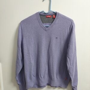 IZOD Men's Purple V-Neck Sweater Medium Size Cotton